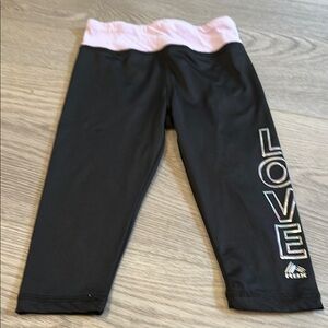 Reebok Girls Black and Pink Leggings LOVE Print Size 2T